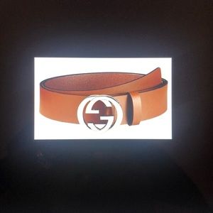 New Authentic Gucci Interlocking Brown Leather Belt-Size 100. Dust Bag Included.